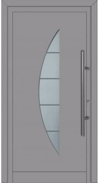 Мотив двери 504 ThermoSafe матового предпочтительного платиново-серого оттенка, по образцу RAL 7036